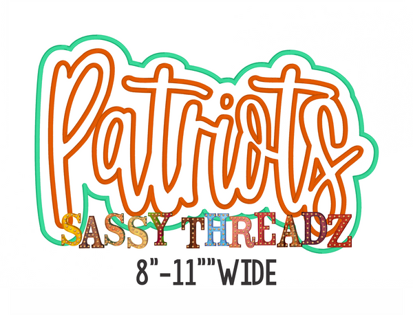 Satin Stitch Patriots Stacked Script Embroidery Download