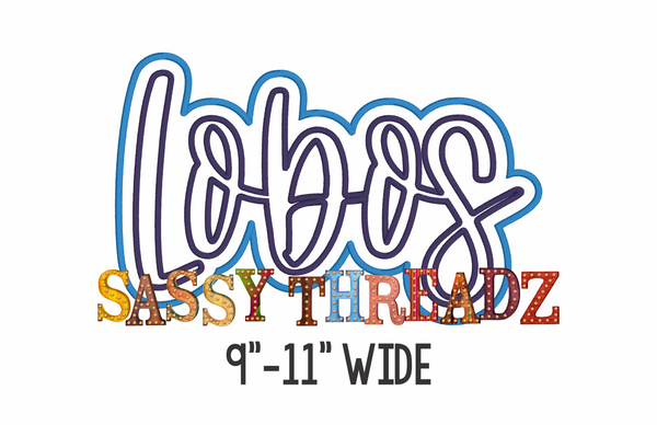 Lobos Satin Stitch Script Stacked Embroidery Download