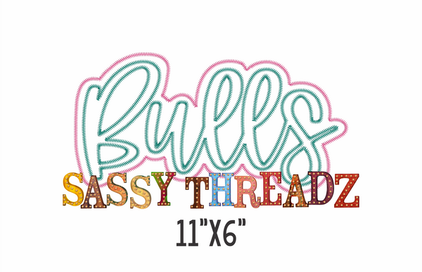 Bulls Zig Zag Script Stacked Embroidery Download