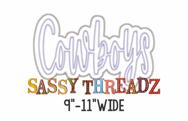 Cowboys Zig Zag Script Double Stacked Embroidery Download