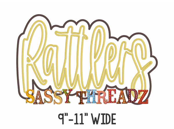 Rattlers Satin Stitch Script Stacked Embroidery Download