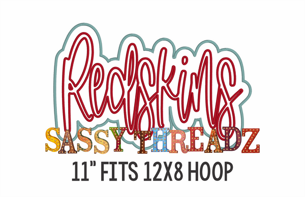 Redskins Satin Stitch Script Stacked Embroidery Download