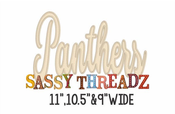 Panthers Satin Stitch Script Embroidery Download