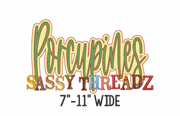 Porcupines Bean Stitch Script Stacked Embroidery Download