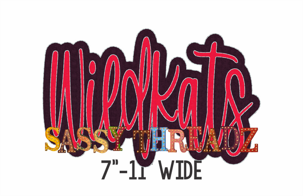 Wildkats Bean Stitch Script Stacked Embroidery Download