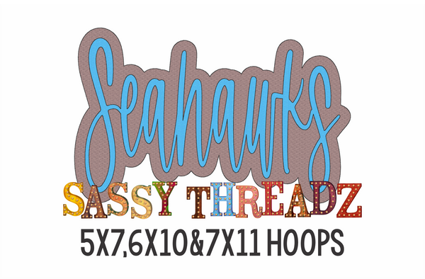 Seahawks Bean Stitch Script Stacked Embroidery Download