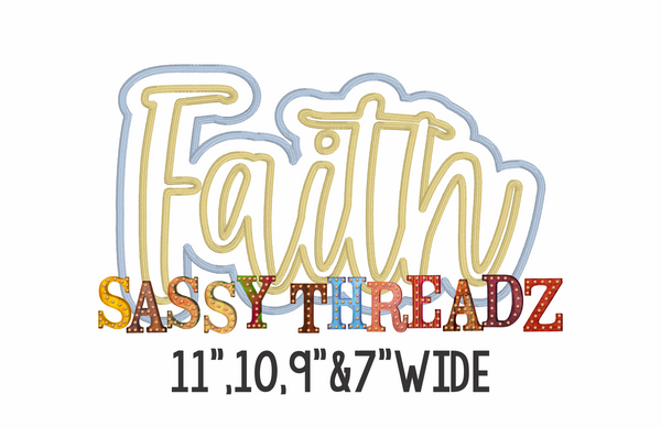 Faith Satin Stitch Script Stacked Embroidery Download