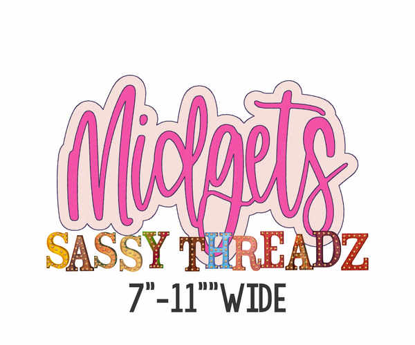 Midgets Bean Stitch Script Stacked Embroidery Download