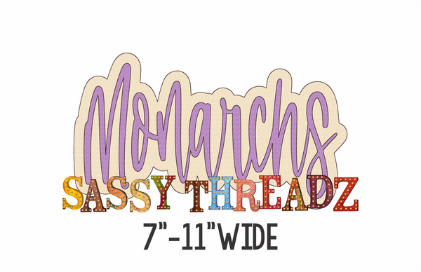 Monarchs Bean Stitch Script Stacked Embroidery Download