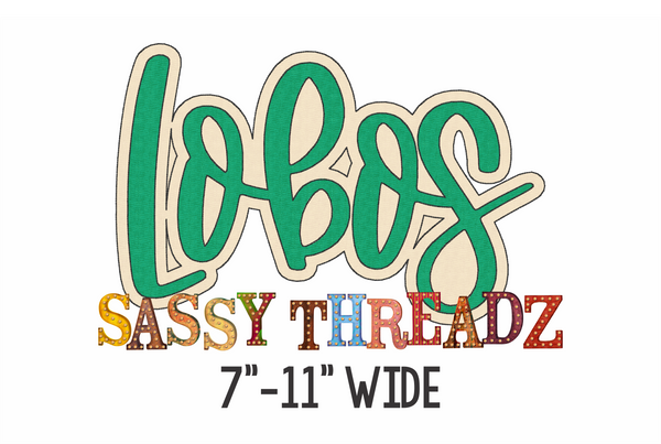 Lobos Bean Stitch Script Stacked Embroidery Download