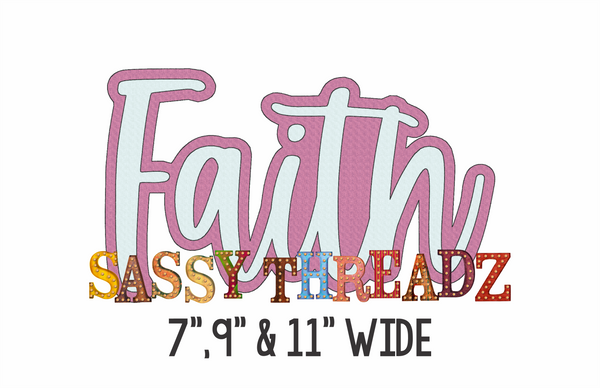 Faith Bean Stitch Script Stacked Embroidery Download