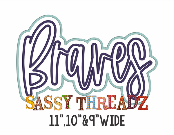 Braves Satin Stitch Script Stacked Embroidery Download