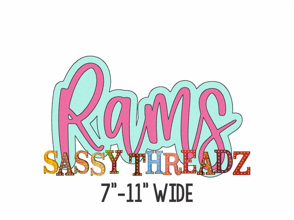 Rams Bean Stitch Script Stacked Embroidery Download