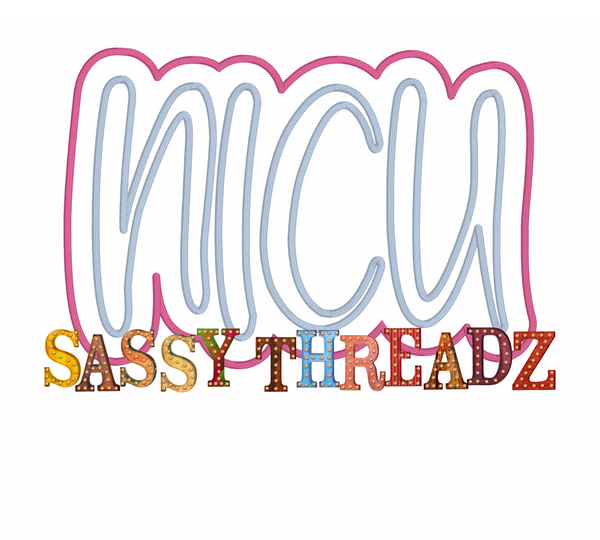 NICU Satin Stitch Script Stacked Embroidery Download