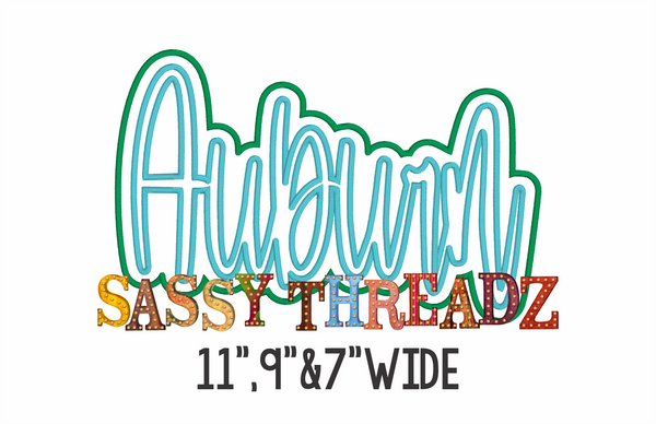 Auburn Satin Stitch Script Stacked Embroidery Download