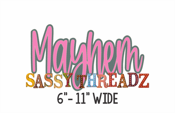 Mayhem Bean Stitch Script Stacked Embroidery Download