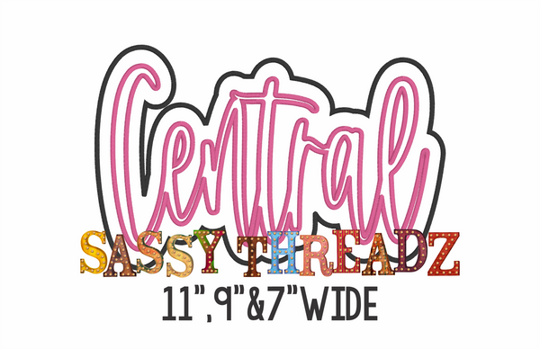 Central Satin Stitch Script Stacked Embroidery Download