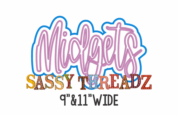 Midgets Satin Stitch Script Stacked Embroidery Download