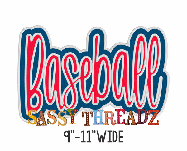 Satin Stitch Baseball Double Stacked Script Embroidery Download