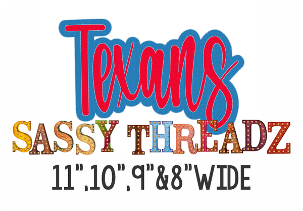 Texans Bean Stitch Script Stacked Embroidery Download