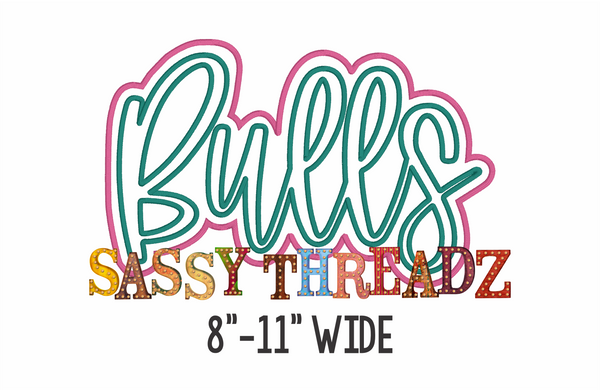 Bulls Bean Stitch Script Stacked Embroidery Download