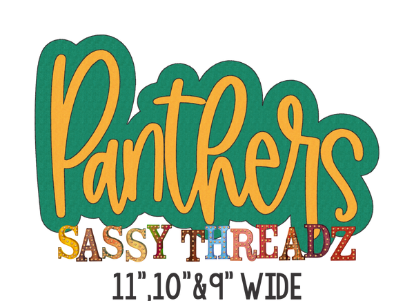 Bean Stitch Panthers Script Stacked Embroidery Download