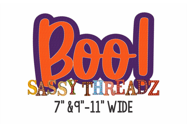 Boo Bean Stitch Script Stacked Embroidery Download