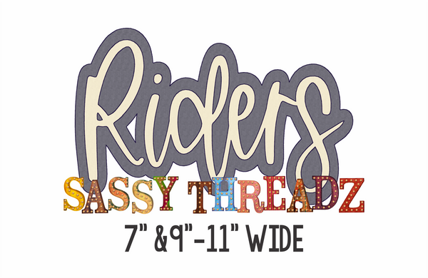 Riders Bean Stitch Script Stacked Embroidery Download