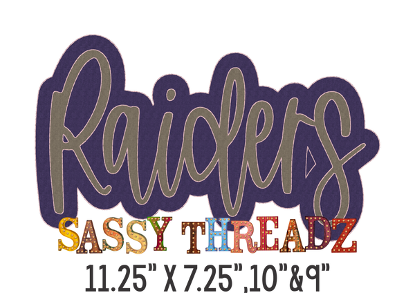 Raiders Bean Stitch Script Stacked Embroidery Download