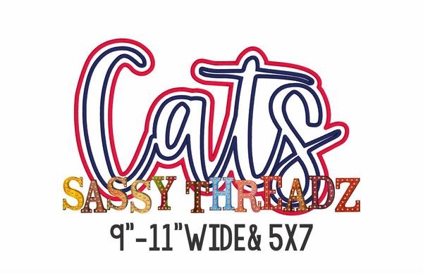 Cats Satin Stitch Script Stacked Embroidery Download