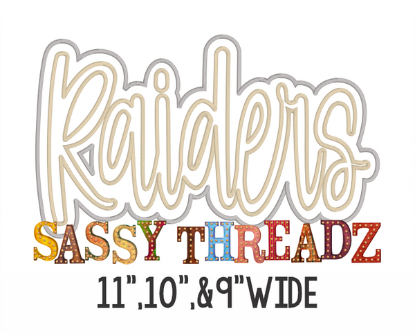 Raiders Satin Stitch Script Stacked Embroidery Download