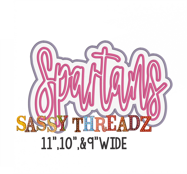 Spartans Satin Stitch Script Stacked Embroidery Download