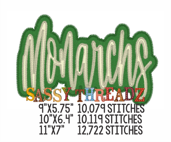 Monarchs Zig Zag Script Stacked Embroidery Download