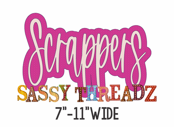 Scrappers Bean Stitch Script Stacked Embroidery Download