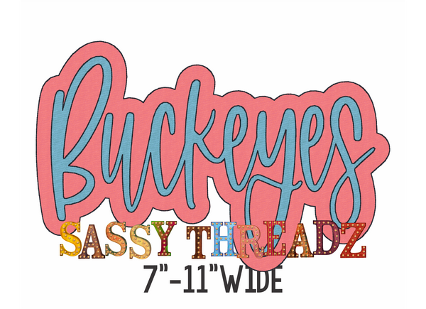 Buckeyes Bean Stitch Script Stacked Embroidery Download